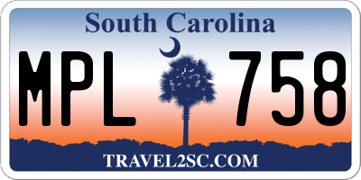 SC license plate MPL758