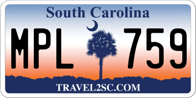 SC license plate MPL759