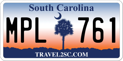 SC license plate MPL761