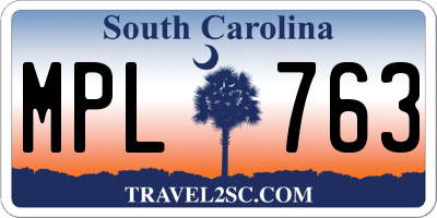 SC license plate MPL763