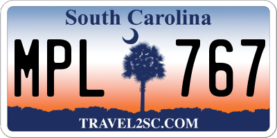 SC license plate MPL767
