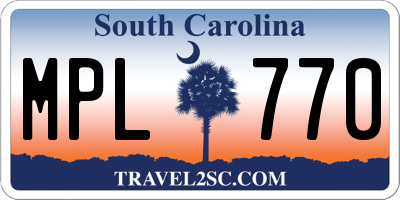 SC license plate MPL770