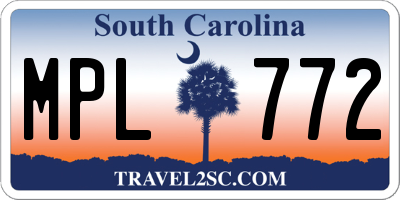 SC license plate MPL772