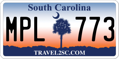 SC license plate MPL773