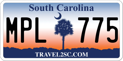 SC license plate MPL775