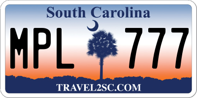 SC license plate MPL777