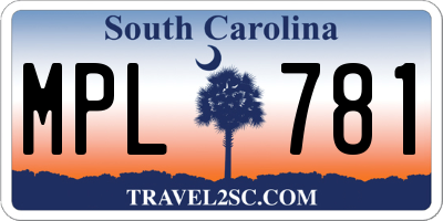 SC license plate MPL781