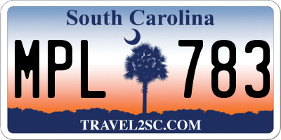 SC license plate MPL783