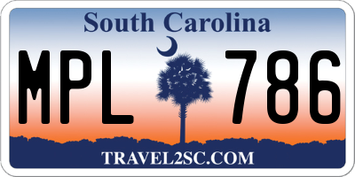 SC license plate MPL786