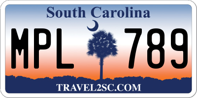 SC license plate MPL789