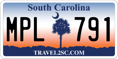 SC license plate MPL791