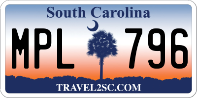 SC license plate MPL796