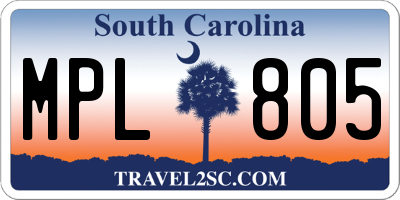 SC license plate MPL805