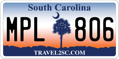 SC license plate MPL806