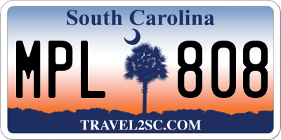 SC license plate MPL808