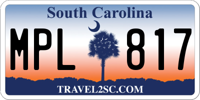 SC license plate MPL817