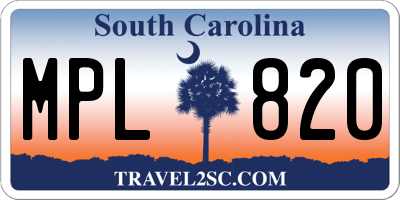 SC license plate MPL820