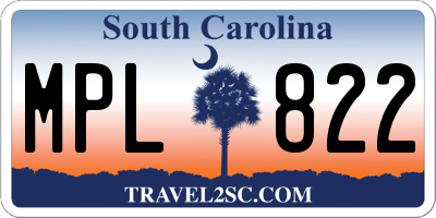 SC license plate MPL822