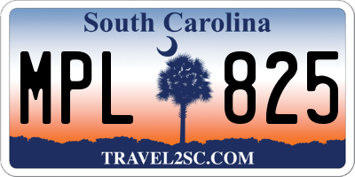 SC license plate MPL825