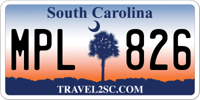 SC license plate MPL826