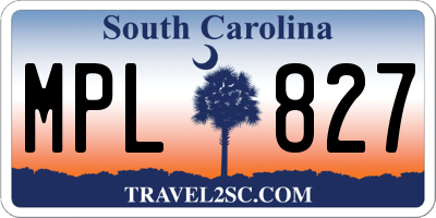 SC license plate MPL827