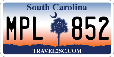 SC license plate MPL852