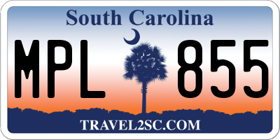 SC license plate MPL855