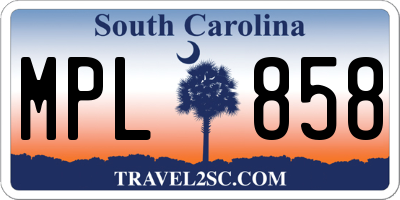 SC license plate MPL858