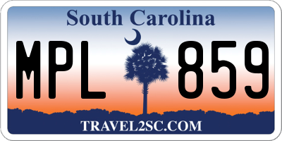 SC license plate MPL859