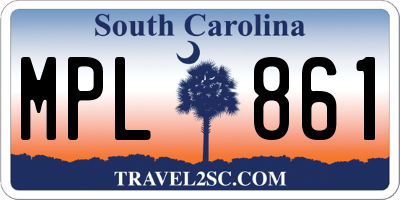 SC license plate MPL861