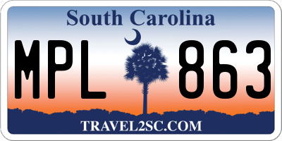 SC license plate MPL863