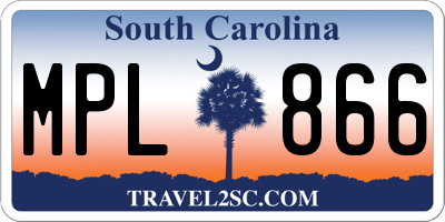 SC license plate MPL866