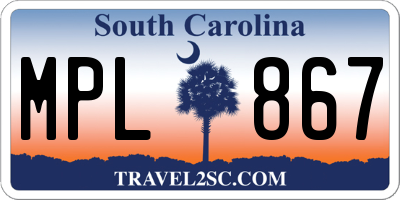 SC license plate MPL867