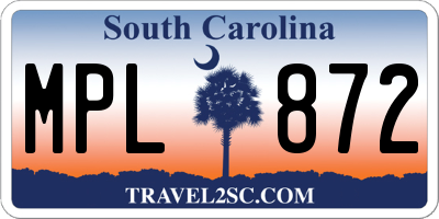 SC license plate MPL872