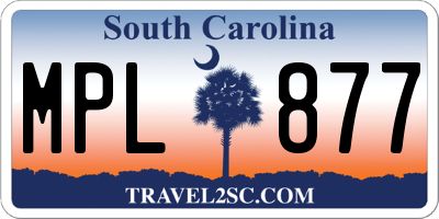 SC license plate MPL877