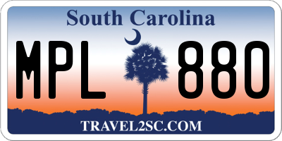 SC license plate MPL880