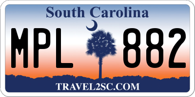 SC license plate MPL882
