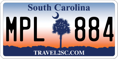 SC license plate MPL884