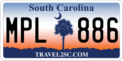 SC license plate MPL886