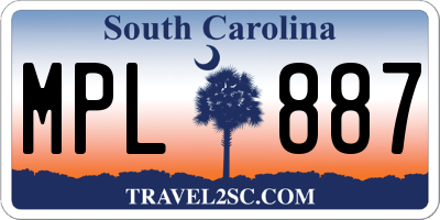 SC license plate MPL887