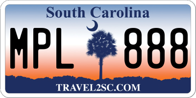 SC license plate MPL888