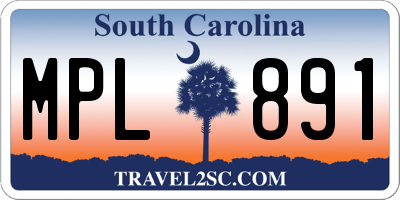 SC license plate MPL891