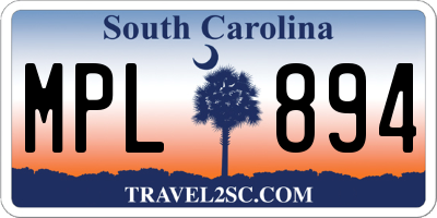 SC license plate MPL894