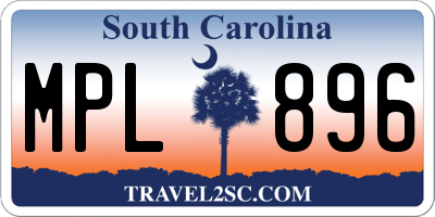 SC license plate MPL896