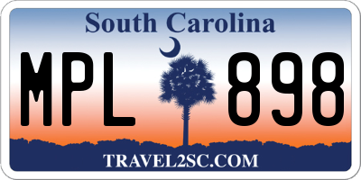 SC license plate MPL898