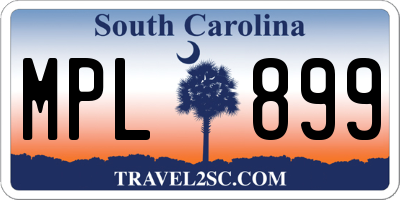SC license plate MPL899