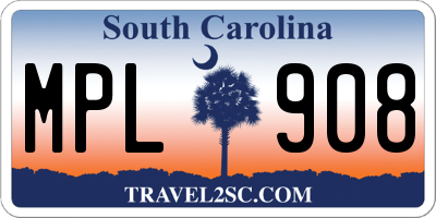 SC license plate MPL908