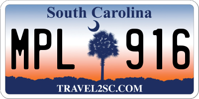 SC license plate MPL916