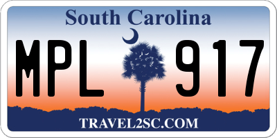SC license plate MPL917