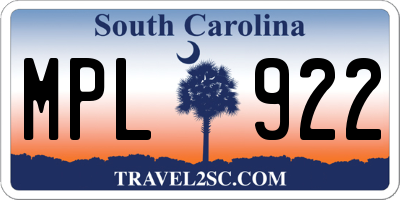 SC license plate MPL922